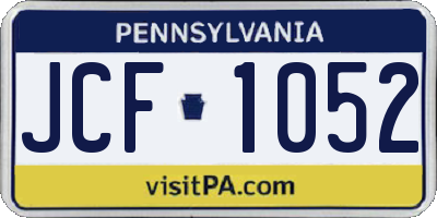 PA license plate JCF1052