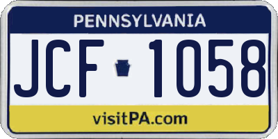 PA license plate JCF1058