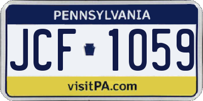 PA license plate JCF1059