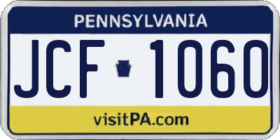 PA license plate JCF1060