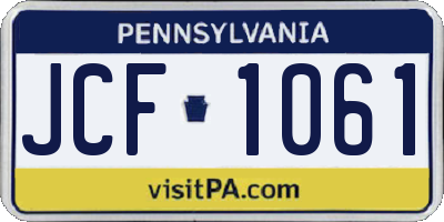PA license plate JCF1061