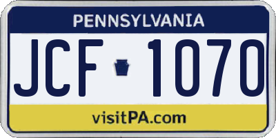 PA license plate JCF1070