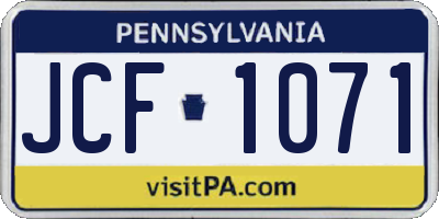 PA license plate JCF1071