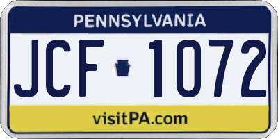 PA license plate JCF1072