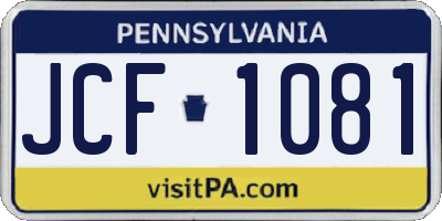 PA license plate JCF1081