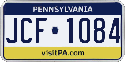 PA license plate JCF1084