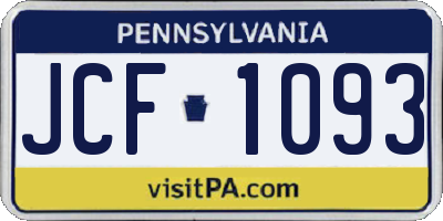 PA license plate JCF1093