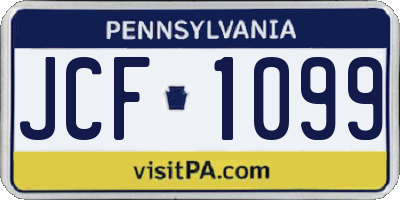 PA license plate JCF1099