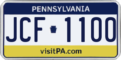 PA license plate JCF1100