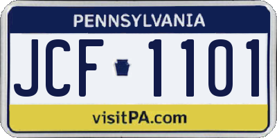 PA license plate JCF1101