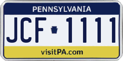 PA license plate JCF1111