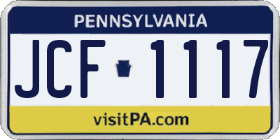 PA license plate JCF1117