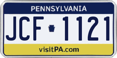 PA license plate JCF1121