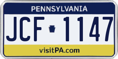 PA license plate JCF1147