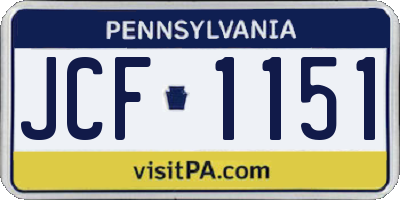 PA license plate JCF1151