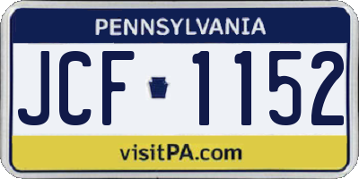PA license plate JCF1152
