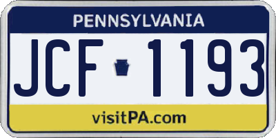 PA license plate JCF1193