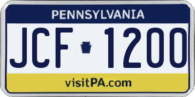 PA license plate JCF1200