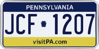 PA license plate JCF1207