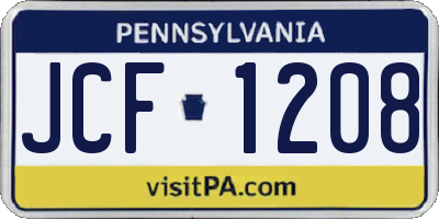 PA license plate JCF1208