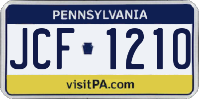 PA license plate JCF1210