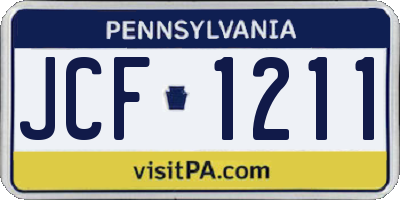 PA license plate JCF1211