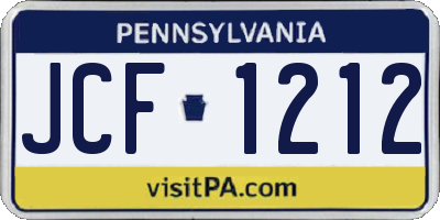 PA license plate JCF1212