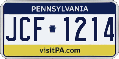 PA license plate JCF1214