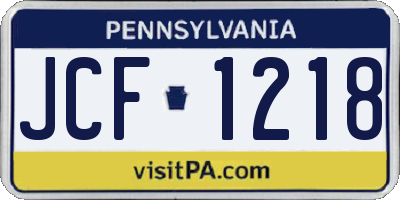 PA license plate JCF1218