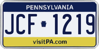 PA license plate JCF1219