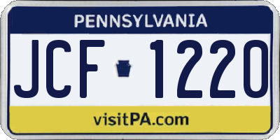 PA license plate JCF1220