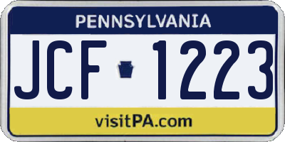 PA license plate JCF1223