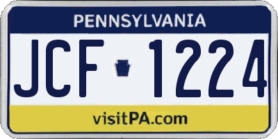 PA license plate JCF1224