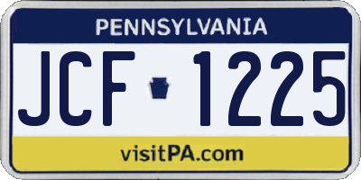 PA license plate JCF1225