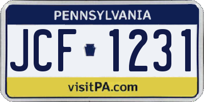 PA license plate JCF1231