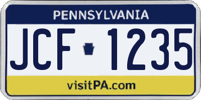 PA license plate JCF1235