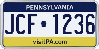 PA license plate JCF1236