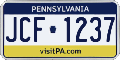PA license plate JCF1237