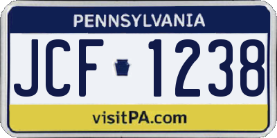 PA license plate JCF1238