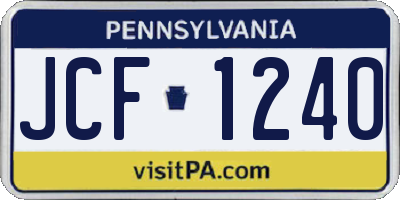 PA license plate JCF1240