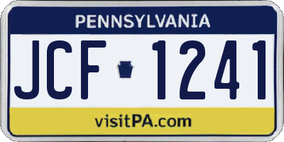 PA license plate JCF1241