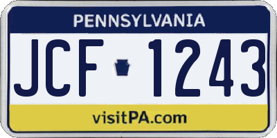 PA license plate JCF1243