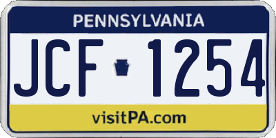 PA license plate JCF1254