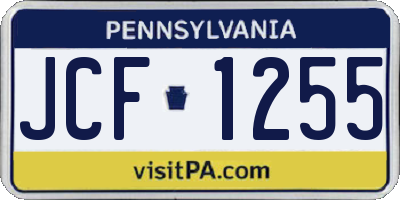 PA license plate JCF1255