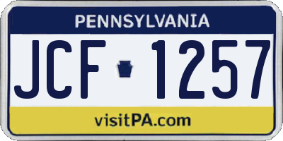 PA license plate JCF1257