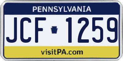 PA license plate JCF1259