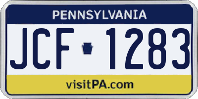 PA license plate JCF1283