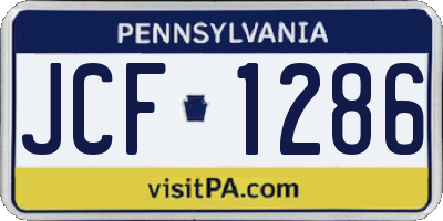 PA license plate JCF1286
