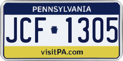 PA license plate JCF1305