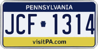 PA license plate JCF1314